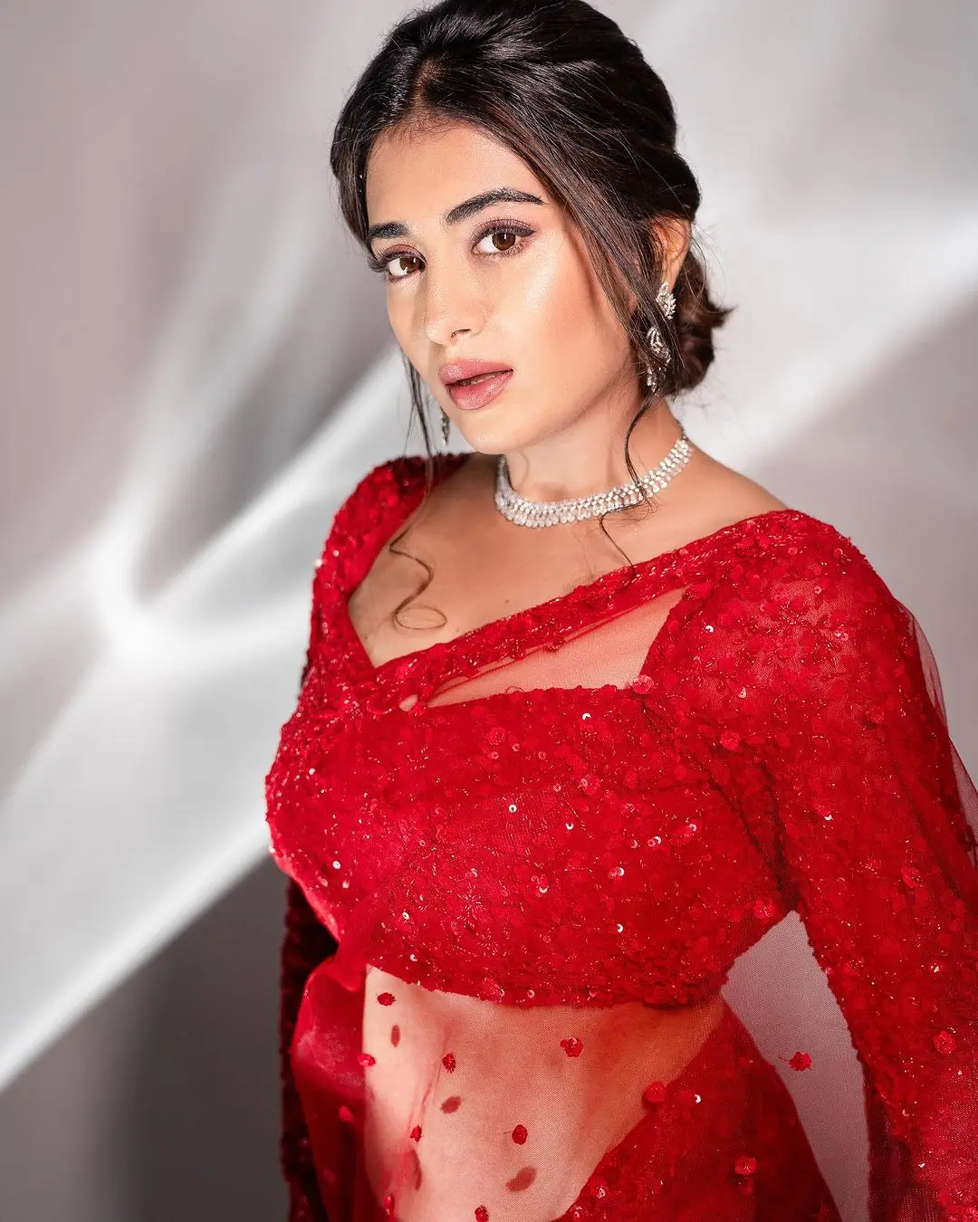 Rashi Singh in South Indian Traditional Red Saree Blouse